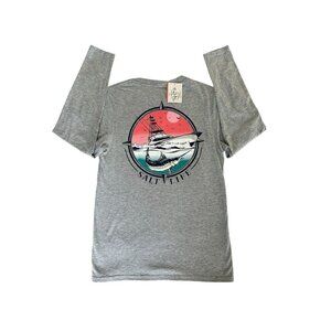 Salt Life Women's Maritime Marlin Long Sleeve V-Neck Tee Gray New